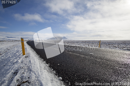 Image of Snowy road in wintertime