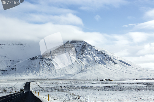 Image of Snowy road in wintertime