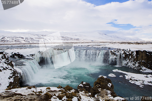 Image of Waterfall Godafoss in wintertime, Iceland