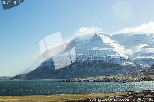 Image of Snowy mountain landscape in Iceland