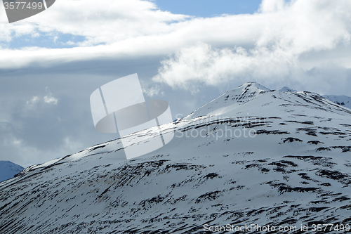 Image of Snowy volcano mountain landscape in Iceland