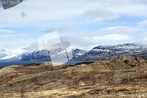 Image of Snowy volcano mountain landscape in Iceland