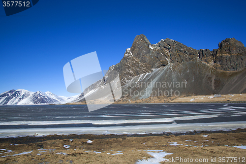 Image of Snow-covered volcanic mountain landscape