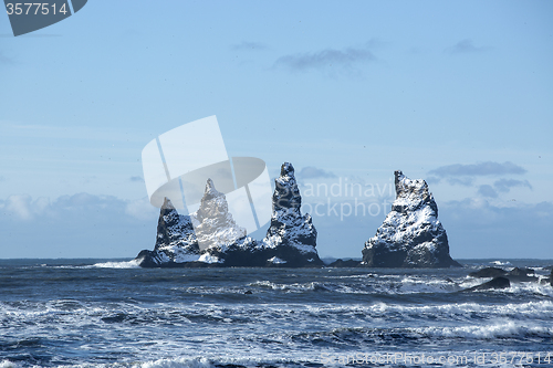 Image of Three pinnacles of Vik, South Iceland   