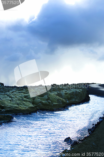 Image of Milky white and blue water of the geothermal bath Blue Lagoon in