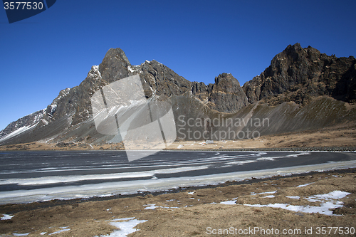 Image of Impressive volcano mountain landscape in Iceland