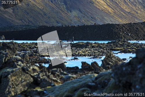 Image of Milky white and blue water of the geothermal bath Blue Lagoon in