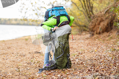 Image of Close up woman with tent