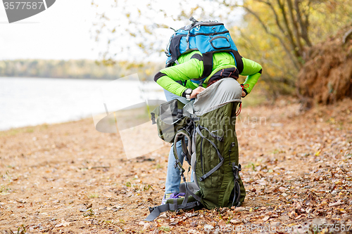 Image of Close up woman with tent