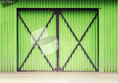 Image of Green metal door