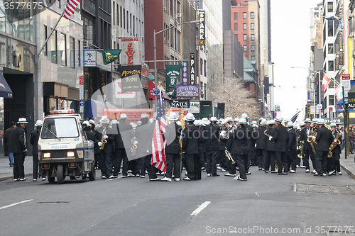 Image of Saint Patricks Day Parade trumpeters