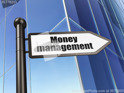 Image of Money concept: sign Money Management on Building background