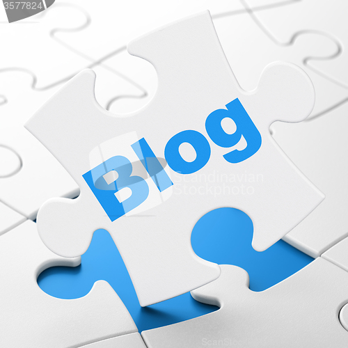 Image of Web development concept: Blog on puzzle background