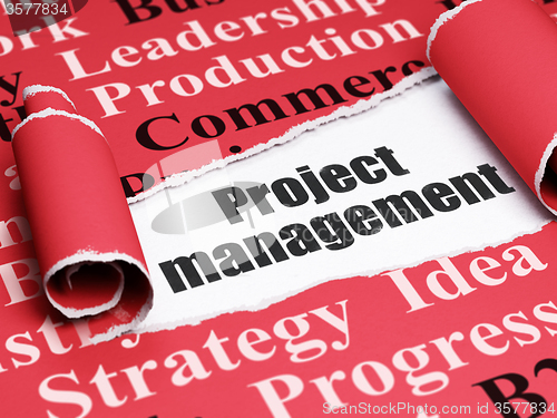 Image of Finance concept: black text Project Management under the piece of  torn paper