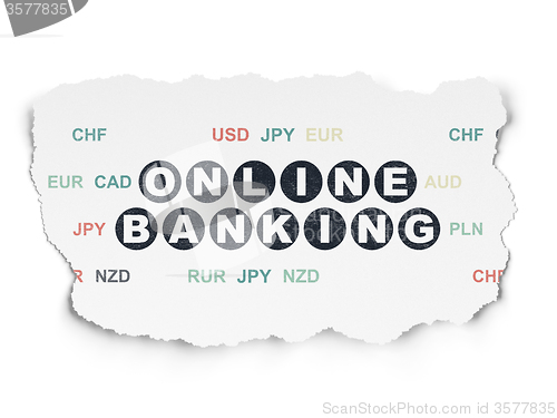 Image of Money concept: Online Banking on Torn Paper background