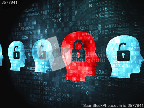 Image of Finance concept: Head With Padlock on digital background