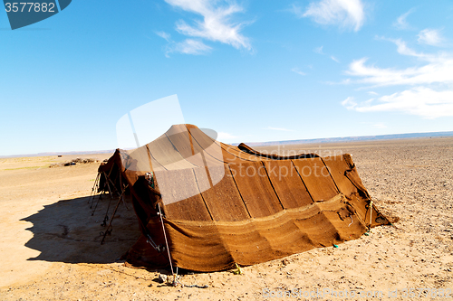 Image of tent in   morocco sahara  rock  stone    sky