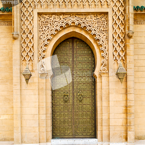 Image of old door in morocco africa ancien and wall ornate brown