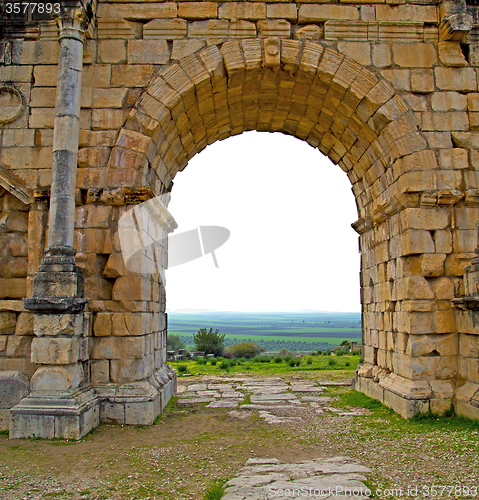 Image of volubilis in morocco africa the old roman deteriorated monument 