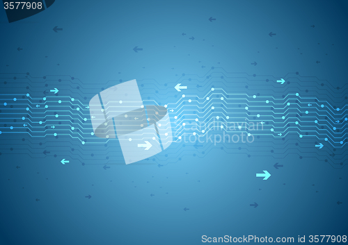 Image of Blue tech circuit board and arrows design