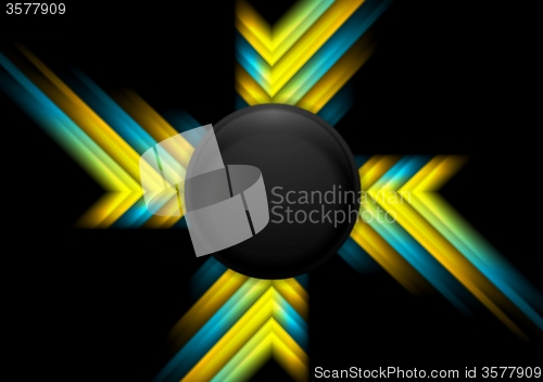 Image of Bright arrows on black background