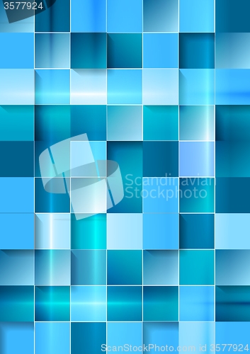 Image of Bright geometric tech blue squares background