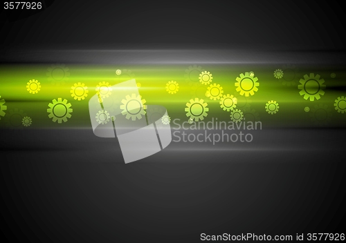 Image of Green glowing stripes and gears
