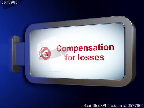 Image of Banking concept: Compensation For losses and Euro Coin on billboard background