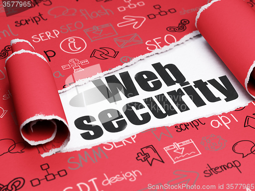 Image of Web design concept: black text Web Security under the piece of  torn paper