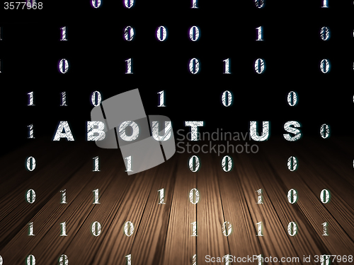 Image of Finance concept: About us in grunge dark room