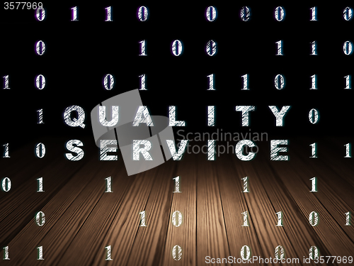 Image of Finance concept: Quality Service in grunge dark room