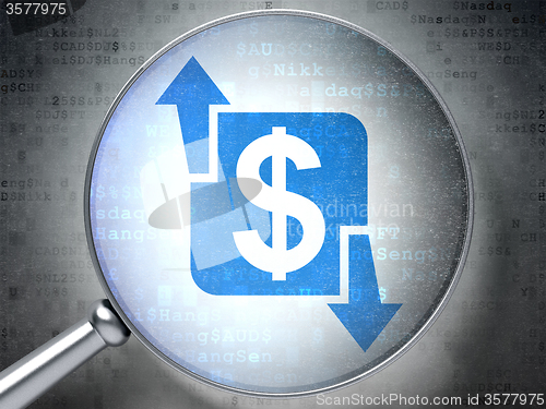Image of Business concept: Finance with optical glass on digital background