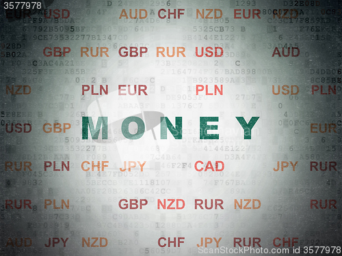 Image of Currency concept: Money on Digital Paper background