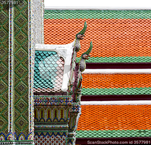 Image of bangkok in the temple    sky and  colors religion mosaic