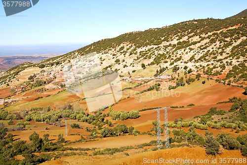 Image of dades valley in electrical line  morocco  