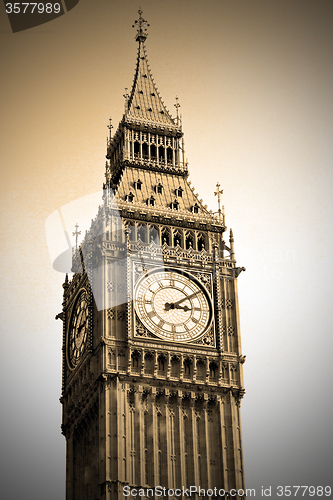 Image of london big ben and historical old construction england  aged cit