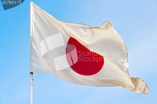 Image of japanb waving  in the blue sky  and wave