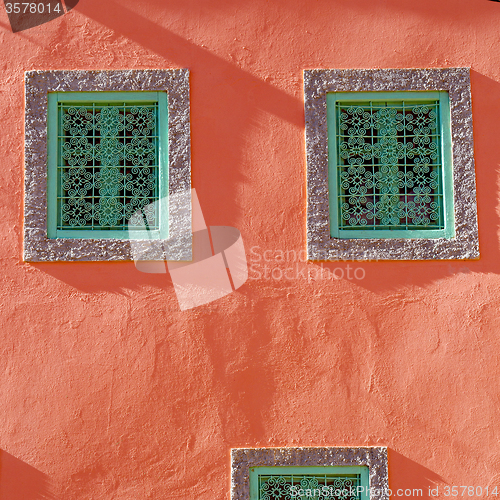 Image of   window in morocco africa old construction and brown wall  