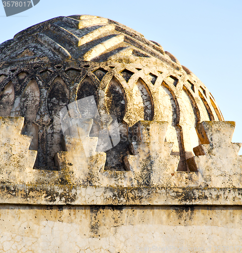 Image of dome    old ruin in     construction  africa   morocco and sky  