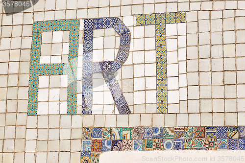 Image of line in morocco africa old tile and colorated floor ceramic abst