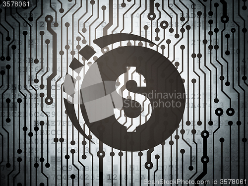 Image of Banking concept: circuit board with Dollar Coin