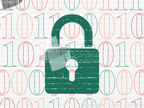 Image of Data concept: Closed Padlock on wall background