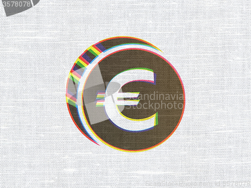 Image of Currency concept: Euro Coin on fabric texture background