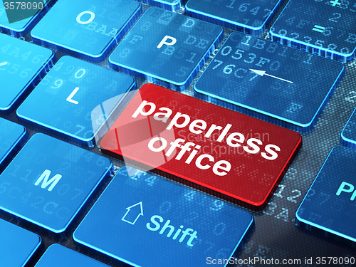 Image of Business concept: Paperless Office on computer keyboard background