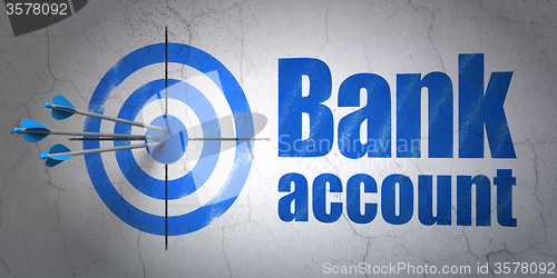 Image of Money concept: target and Bank Account on wall background