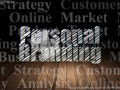 Image of Marketing concept: Personal Branding in grunge dark room