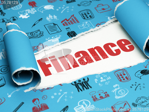 Image of Finance concept: red text Finance under the piece of  torn paper