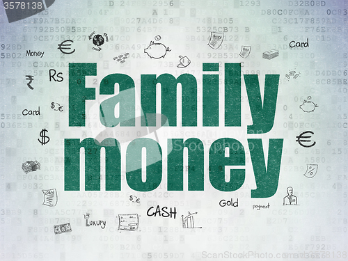 Image of Currency concept: Family Money on Digital Paper background