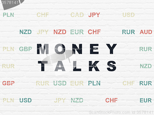 Image of Finance concept: Money Talks on wall background