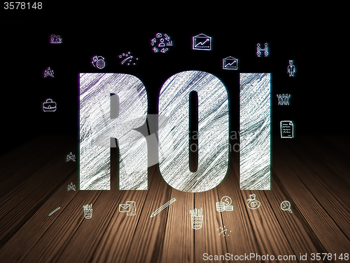 Image of Finance concept: ROI in grunge dark room